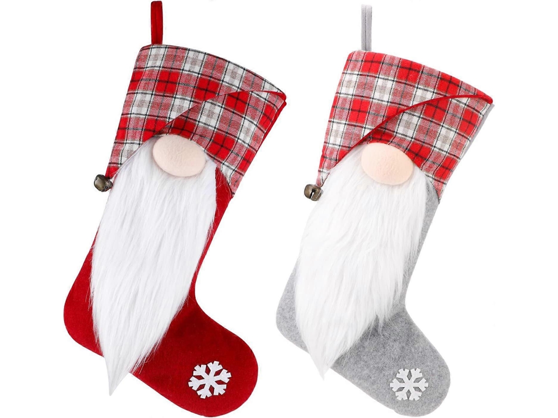 Omni-zapatos De Navidad Gonk De Peluche Para Adornos De Árbol Y Chimenea, 2 Piezas Rojo-gris, Regalos Para Mascotas