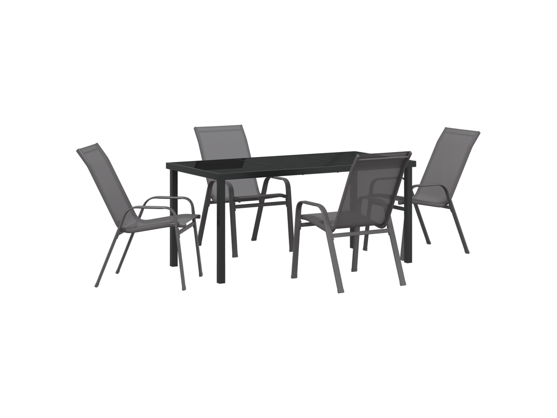 Conjunto de comedor Vidaxl de 5 piezas en textileno gris y acero