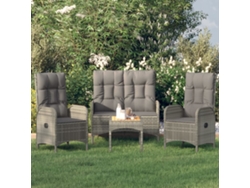 Conjunto de comedor de jardín de 4 piezas DKD Home Decor con cojines, ratán gris