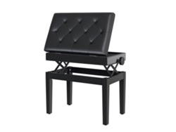 Banco Piano Altura Ajustável 48-58cm Armazenamento Pés Madeira Banqueta Teclado Preto
