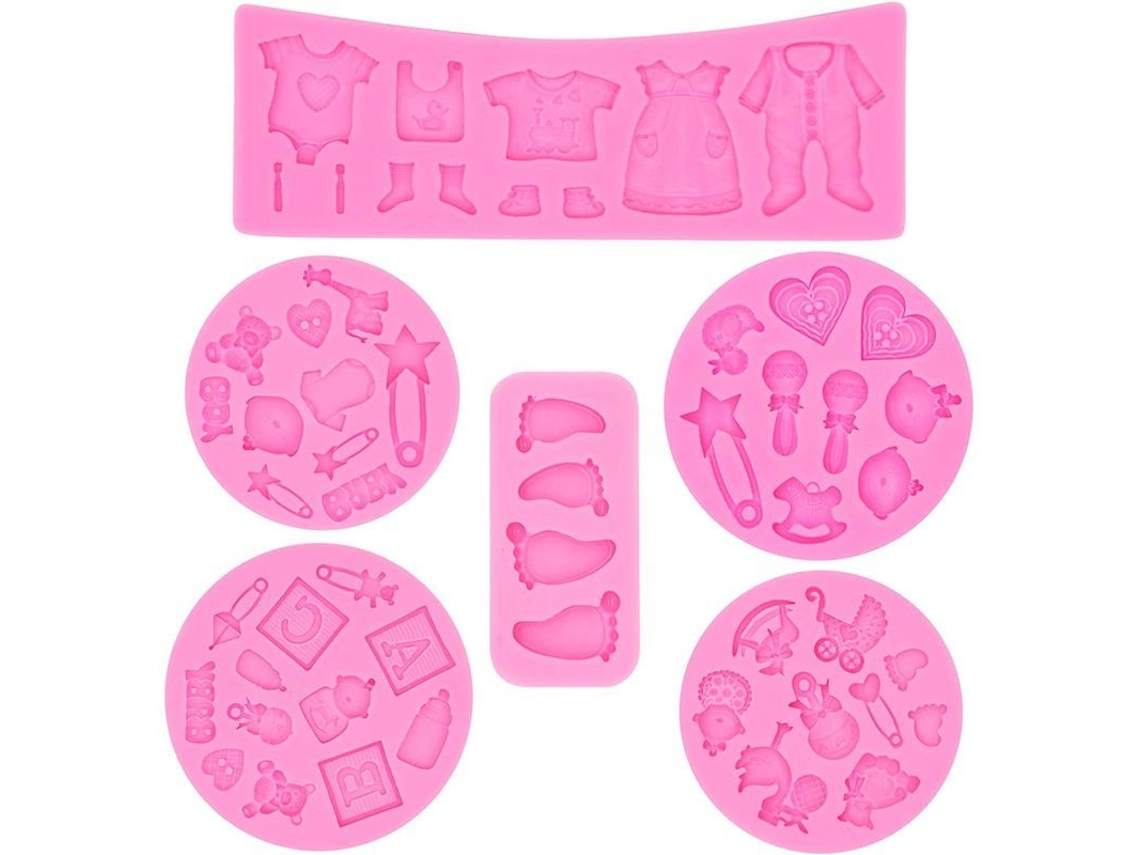 Moldes De Silicona Para Pasteles, 6 Piezas, Estilo Infantil Adorable, Para La Decoración De Fiestas De Cumpleaños Infantiles.