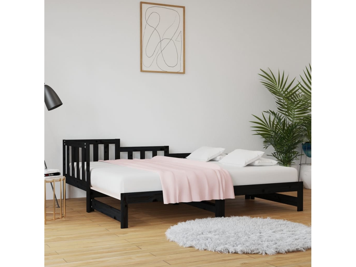 Sofá Cama Extraíble Sin Colchón Negro 2x(90x190) Cm