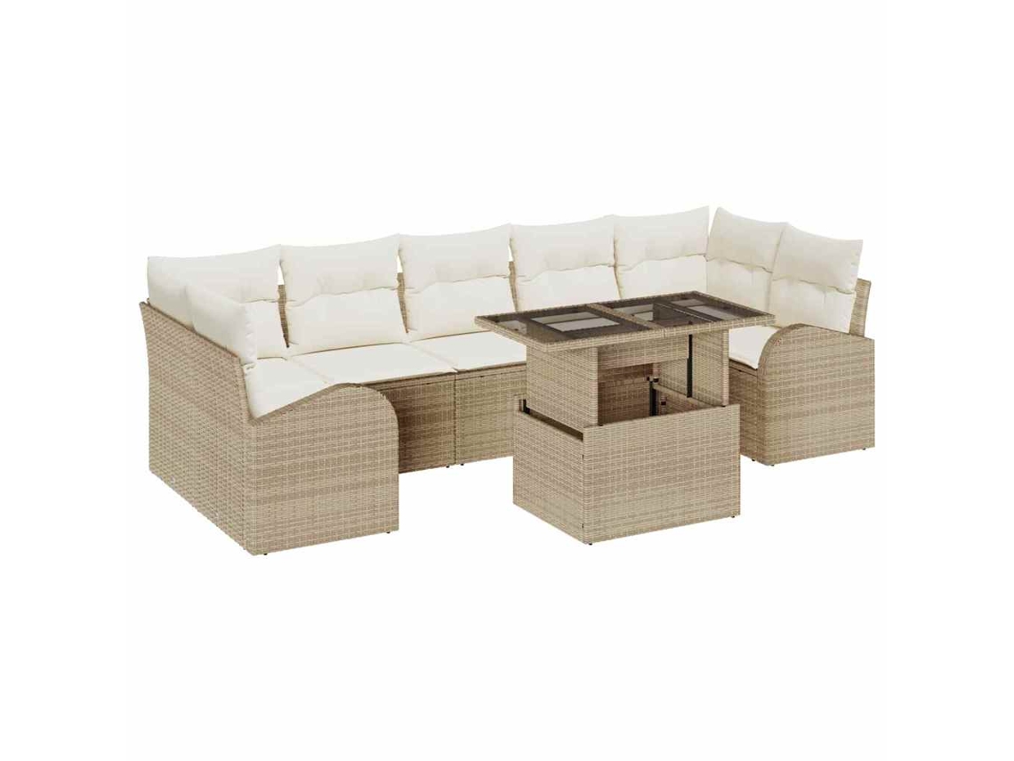 Maison Exclusive - Conjunto De Sofá De Jardín 8 Pcs Beige Rattan De Poliéster