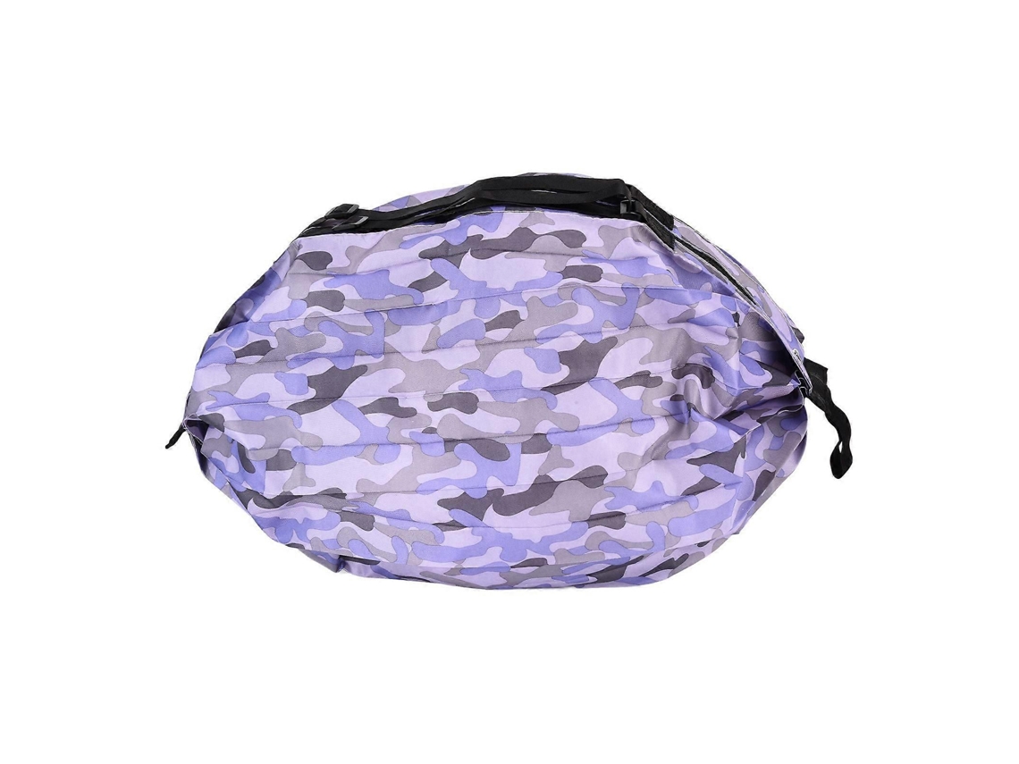 Bolsa de almacenamiento de gran capacidad, impermeable, de un solo hombro, ideal para viajes, plegable y portátil, para compras, camuflaje morado. GOKOCO