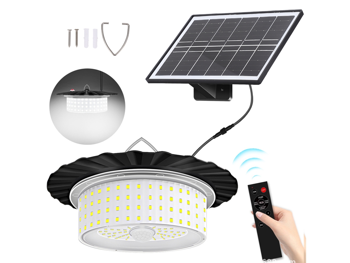 Lámpara Colgante Solar Led Con Sensor De Movimiento Y Mando A Distancia Ip65 Para Jardín, Patio Y Camping.