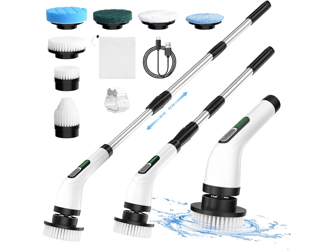 Cepillo De Limpieza Eléctrico Para Uso Doméstico, 7 Cabezales Extraíbles, Para El Hogar, El Baño, Suelos Y Azulejos (negro) Czhhmart