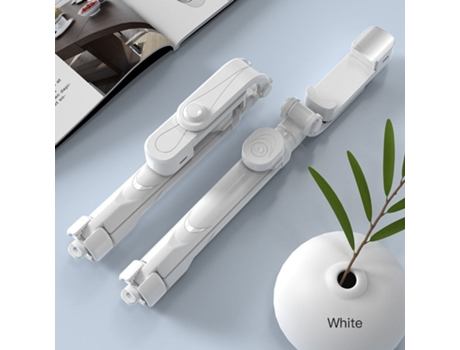 Selfie Stick SLOWMOOSE Inalámbrico Bluetooth con Mando para Smartphone Blanco