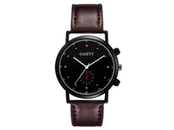 Reloj De Pulsera Analógico De Negocio Estilo Simple Con Correa Pu Marrón Oscuro