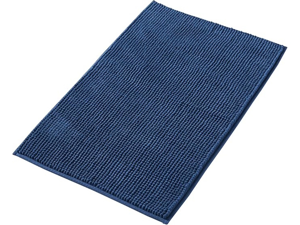 Alfombrilla antideslizante - Se puede combinar con otras alfombrillas - De chenilla lavable - Para ducha, bañera e inodoro - Azul - 40x60cm