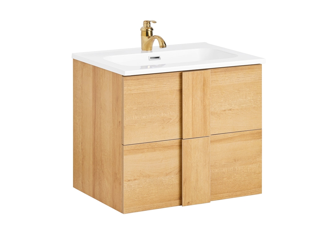 Sobuy Bzr172-n Armario Colgante Para Baño Con 2 Cajones Y 1 Lavabo 61 X 46 X 54 Cm