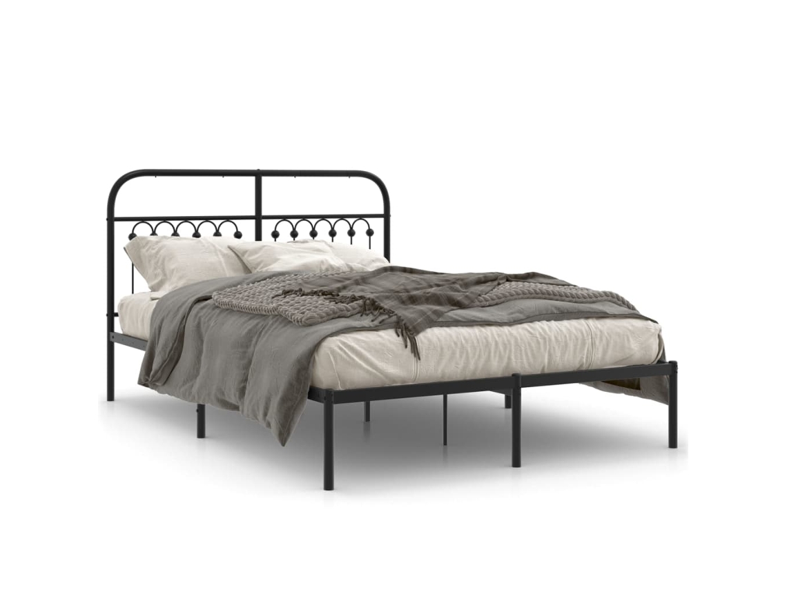 Maison Exclusive - Estructura Cama Sin Colchón Con Cabecero Metal Negro 135x190 Cm