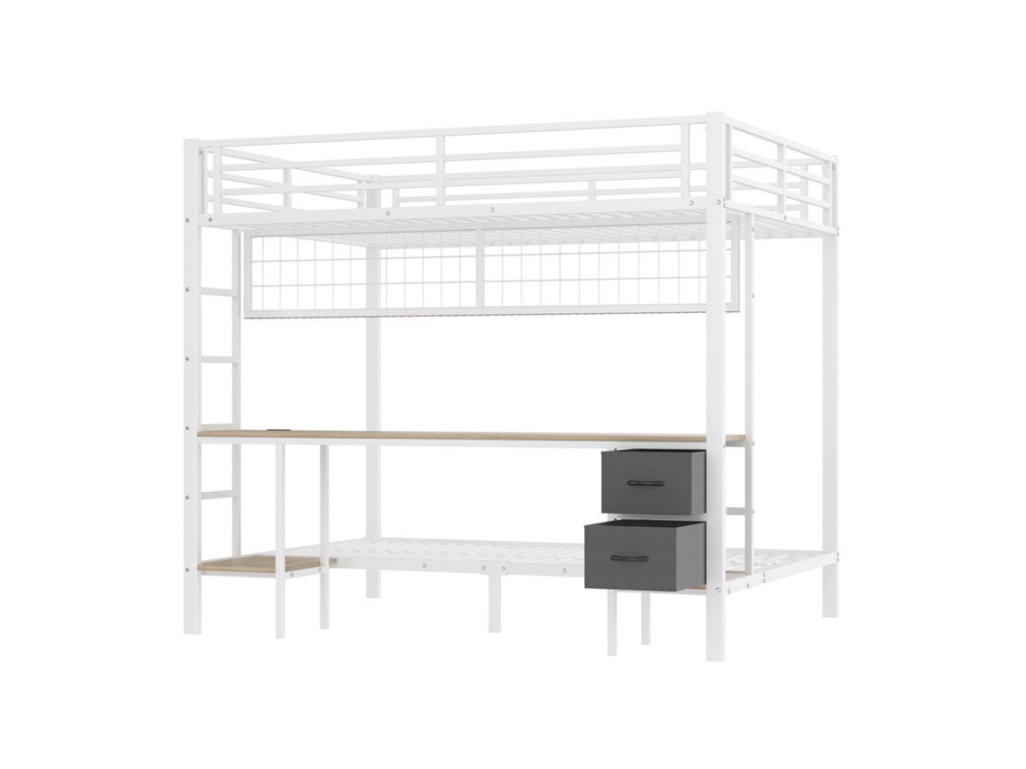 Litera Komhtom 90x200 y 140x200 cm con tira LED RGB y USB blanco (sin colchón)