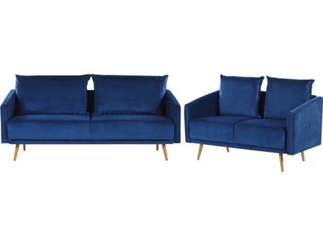 Conjunto de sala de estar 5 plazas de terciopelo azul BELIANI Maura