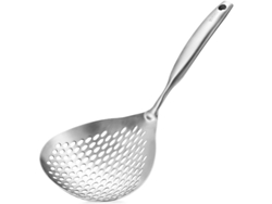 Cuchara De Agujero Grande De Acero Inoxidable 304 Con Mango Resistente Al Fuego Y Orificio Para Colgar (plateada)