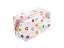 Bolsa De Maquillaje Linjou Transparente Impermeable Con Flores Bonitas Y Gran Capacidad
