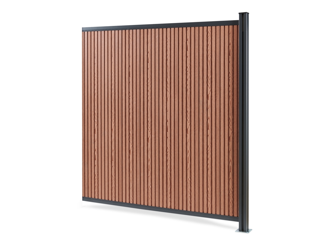 Valla Jardin Exterior Grassano Con 1 Poste Aluminio Wpc 180x175cm - Marrón Neu.holz