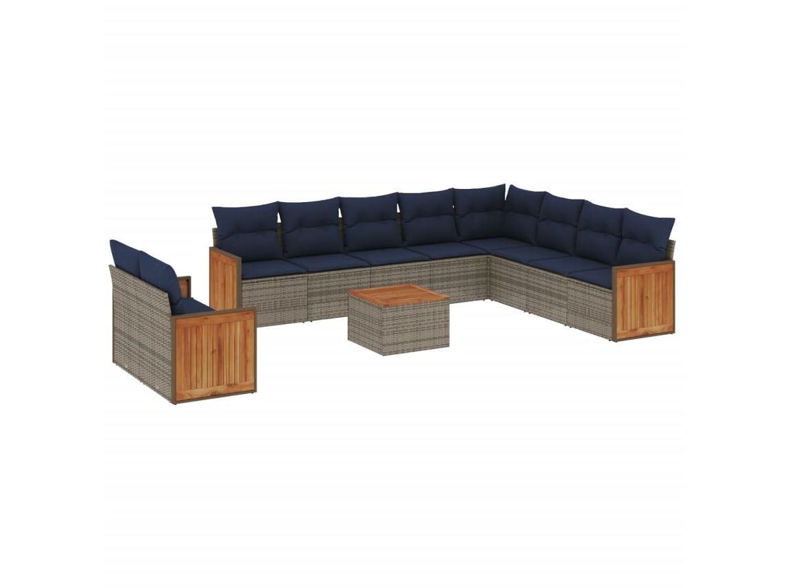 Maison Exclusive - Conjunto De Sofá De Jardín De 11 Piezas Con Cojines, Poliratán Gris