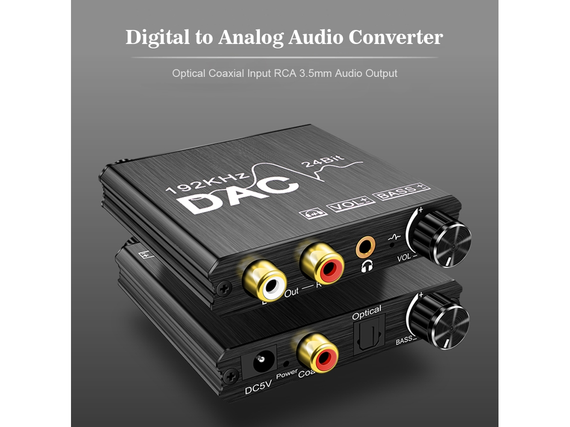 Conversor De Áudio Digital Para Analógico 192khz 24bit Dac Com Entrada Óptica/coaxial E Saída Rca/3.5mm