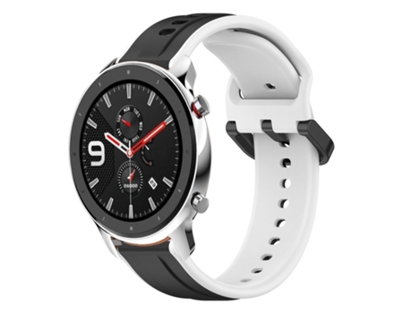 Correa Smartwatch para Amazfit GTR 4 Silicona Bicolor con Bucle Convexo de 22 mm (Negro + Blanco)