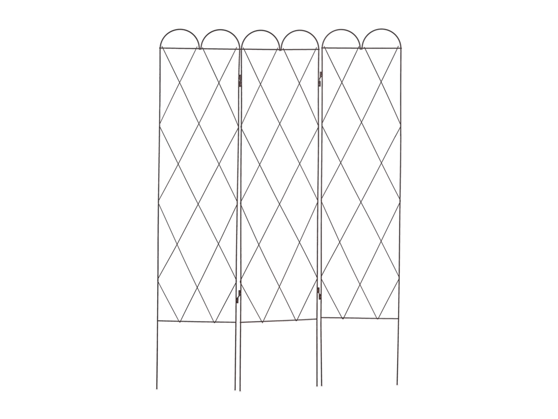 Relaxdays Treliça Metálica, 3 Peças, Para Enterrar, 162,5 Cm De Altura, Suporte Para Plantas, Vermelho-escuro