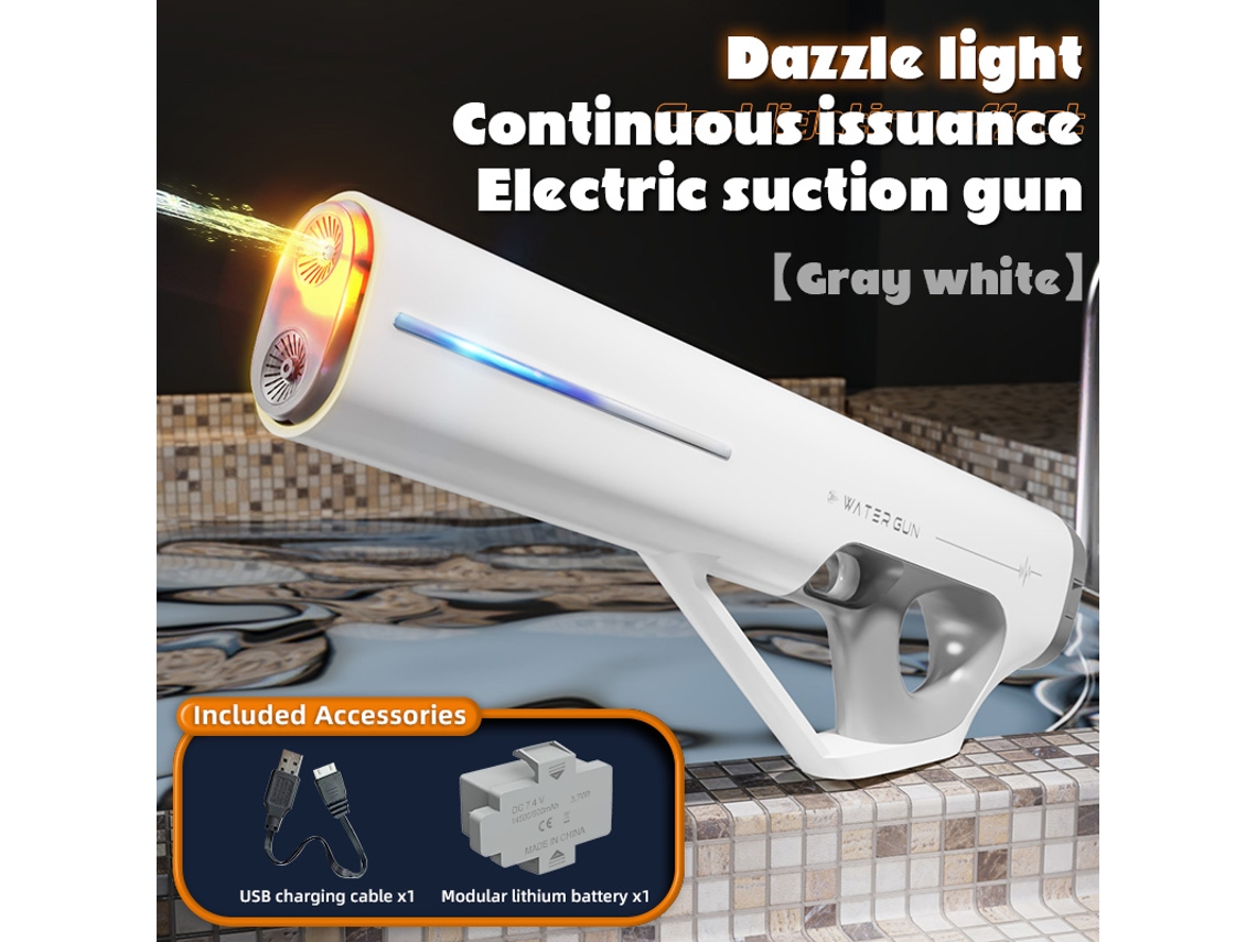 (gris) Pistola De Agua Eléctrica Continua, Succión De Agua Automática, Adecuada Para Fiestas En La Piscina, Niños Y Adultos - Gran Capacidad.