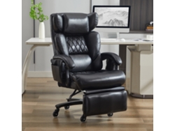 Silla de oficina ergonómica con función de masaje y calefacción, reposapiés, piel sintética, color negro.