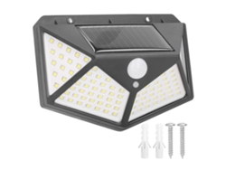 Lámpara de pared solar 2026 con 100 LED, resistente al agua, con sensor de movimiento para pasillo y balcón.