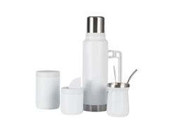 Termo De Acero Inoxidable De 1200 Ml Para Yerba Mate, Con Asa (blanco).