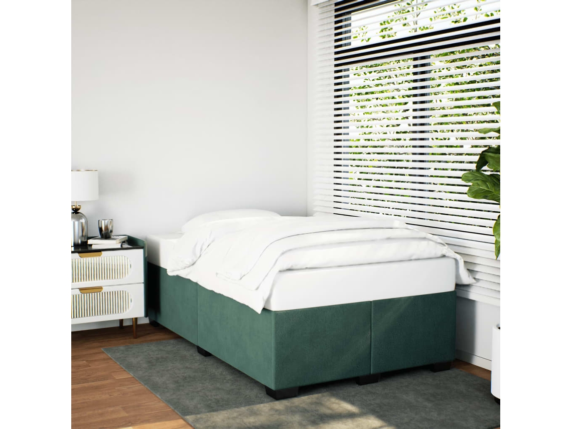 Estructura Cama Sin Colchón Terciopelo Verde Oscuro 120x190cm