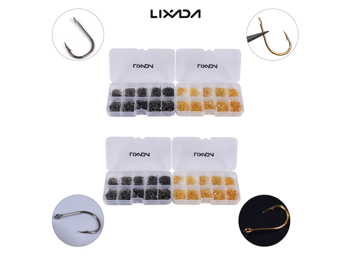 Lixada 600 Anzóis De Pesca Jig Com Caixa 3-12 10 Tamanhos Aço Carbono