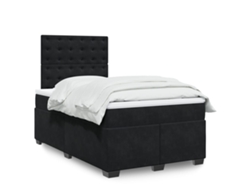 Cama Box Spring Con Colchón Terciopelo Negro 120x200 Cm