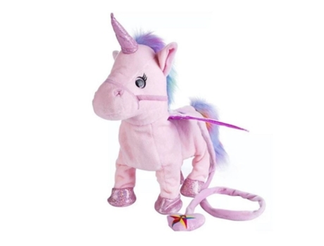 Peluche Interactivo Unicórnio Camina, Canta y Baila Rosa