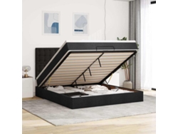 Estructura De Cama Otomana Con Colchón Tela Negra 180x200cm