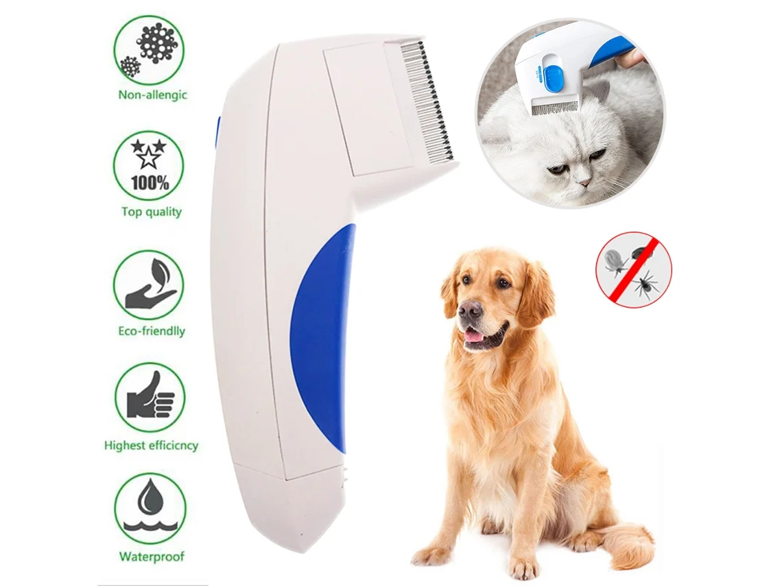 Peine Eléctrico Para Eliminar Pulgas Y Piojos De Perros Y Gatos: Herramienta Segura Para La Limpieza De Mascotas.