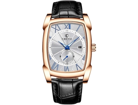 VEANXIN Reloj Retro para Hombre Correa de Cuero Reloj de Pulsera Cuadrado Impermeable-oro rosa blanco marrón