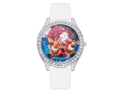 Reloj De Cuarzo Con Strass De Moda Para Mujer, Correa De Cuero Pu (blanco)