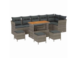 Maison Exclusive - Conjunto de sofás de jardín con cojines, 10 piezas, gris