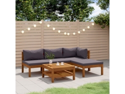 Conjunto de jardín de 5 piezas con cojines de acacia maciza DKD Home Decor