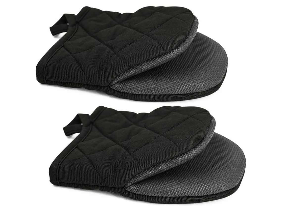 Guantes De Cocina Pequeños, Resistentes Al Calor Hasta 150 °c (300 °f), Antideslizantes, De Neopreno Y Algodón, Color Negro, 1 Par.