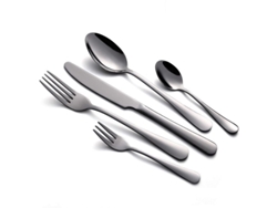 Juego Rebe de 16 piezas de cubiertos, platos y cucharas de acero inoxidable, apto para lavavajillas, diseño elegante.