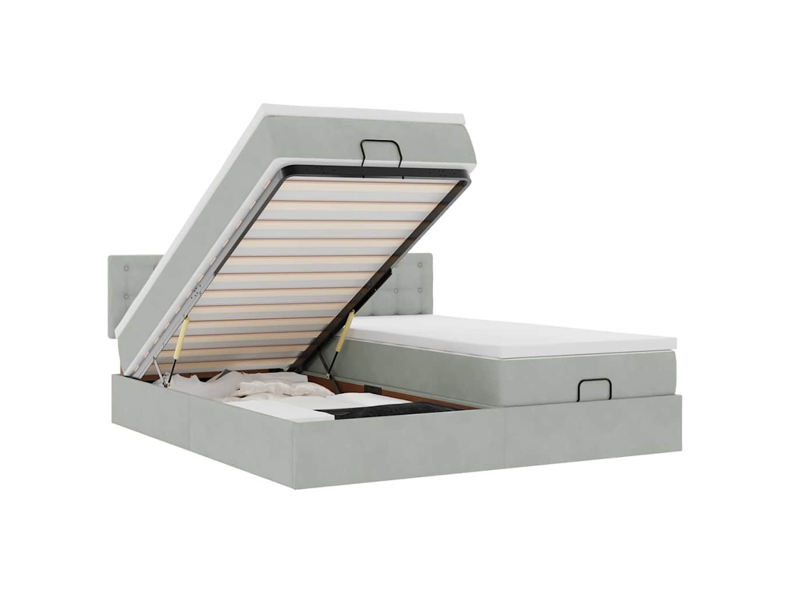 Maison Exclusive - Estructura Cama Otomana Colchones Terciopelo Gris Claro