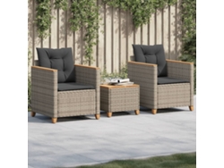 Conjunto de bistró de 3 piezas con cojines en mimbre sintético y gris acacia, Dkd Home Decor