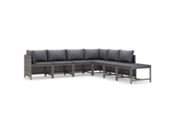 Conjunto 7 de muebles de jardín VIDAXL y cojines ratán sintético gris