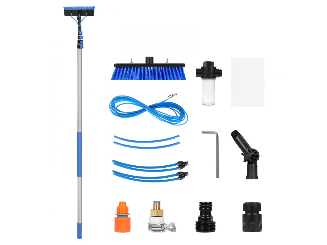 Set de limpieza telescópico de 9 m con cepillo, dispensador y manguera Tekmaquinas