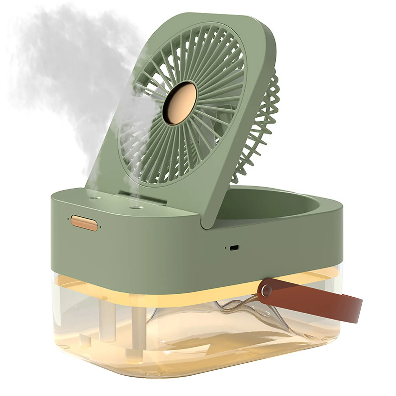 Ventilador De Escritorio Con Pulverizador (verde), Plegable, Mini Ventilador De Escritorio Silencioso Con Pulverizador