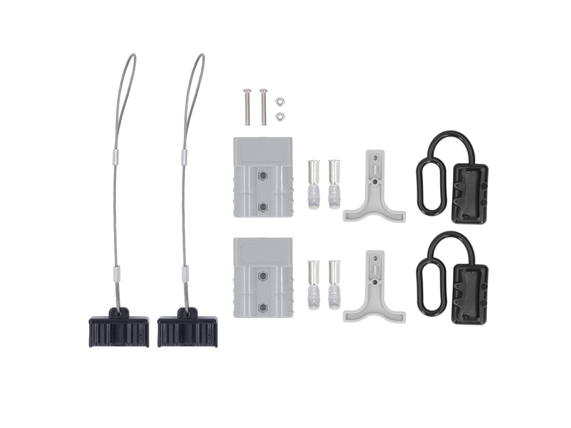 Kit De Conectores Rápidos Para Baterías De 50 A Y 600 V Con Terminales De Cobre Plateado Y Carcasa De Policarbonato.