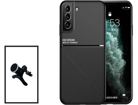 Kit Carcasa Trasera Magnética Anti Choque + Soporte Samsung Galaxy S21 FE 5G GIFT4ME Negro