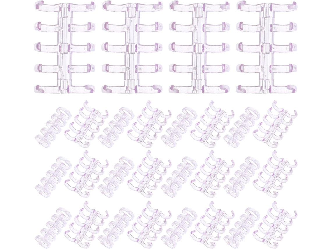 Paquete De 100 Anillas De Encuadernación Transparentes De 5 Agujeros Con Peines De Plástico Desmontables.