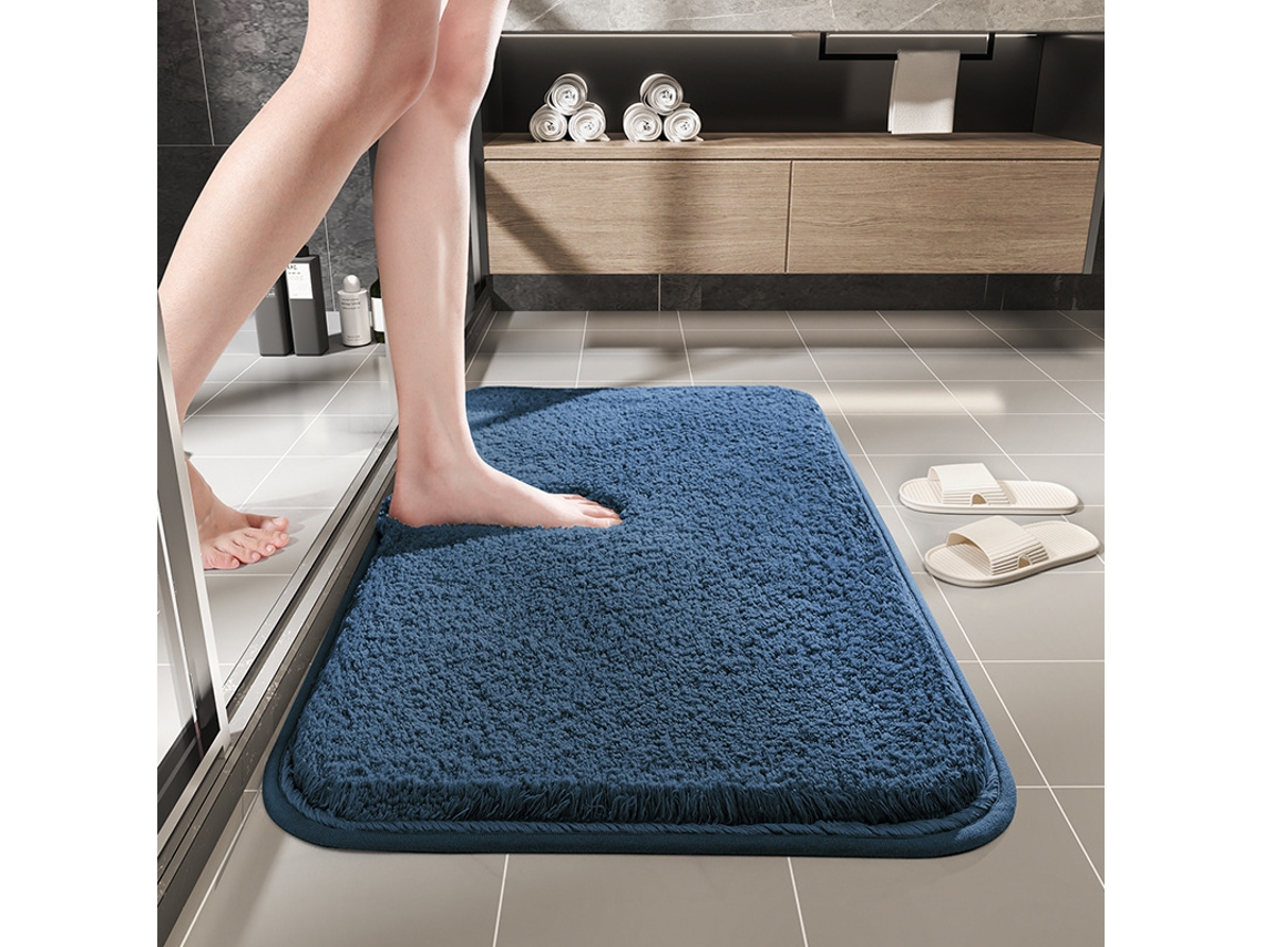 Alfombra de Baño LUUCOZK Antideslizantes Absorbentes Decoración Baño Secado Poliéster Azul (50x80cm)
