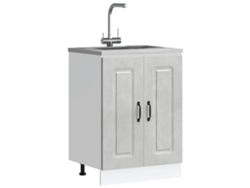 Muebles de cocina - Mueble bajo para fregadero Kalmar 60x46x81,5 cm Gris hormigón HARLANV1